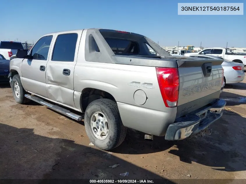 2004 Chevrolet Avalanche 1500 K1500 VIN: 3GNEK12T54G187564 Lot: 40535982