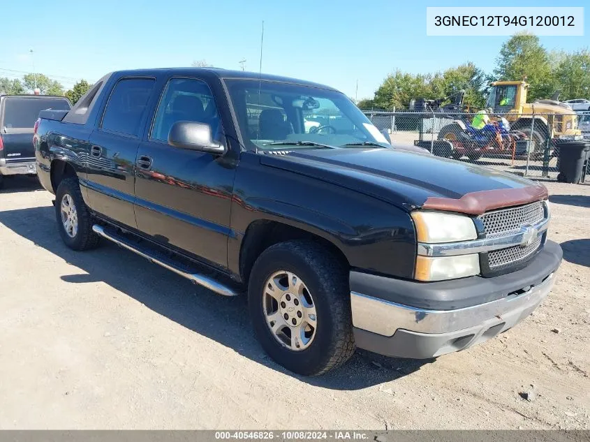 2004 Chevrolet Avalanche 1500 VIN: 3GNEC12T94G120012 Lot: 40546826