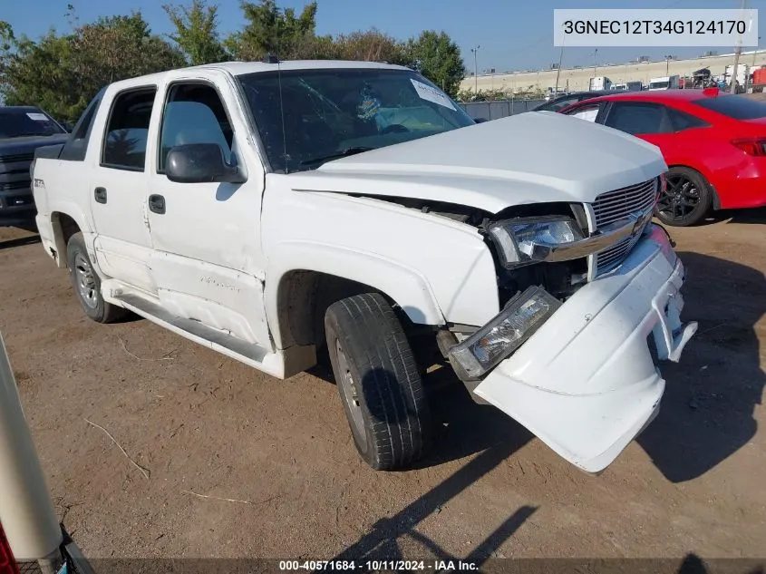 2004 Chevrolet Avalanche 1500 VIN: 3GNEC12T34G124170 Lot: 40571684