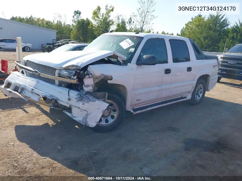 2004 Chevrolet Avalanche 1500 VIN: 3GNEC12T34G124170 Lot: 40571684