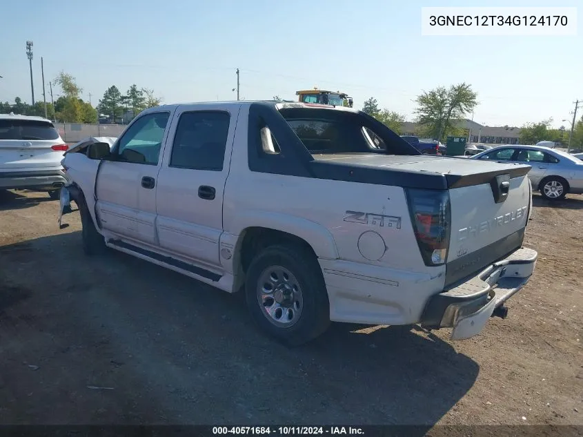 2004 Chevrolet Avalanche 1500 VIN: 3GNEC12T34G124170 Lot: 40571684