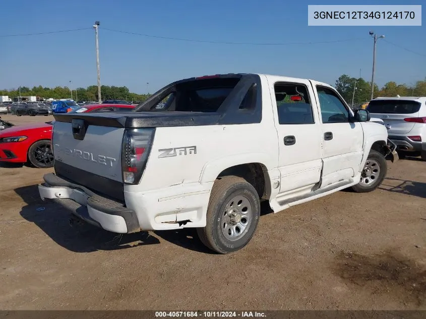 2004 Chevrolet Avalanche 1500 VIN: 3GNEC12T34G124170 Lot: 40571684