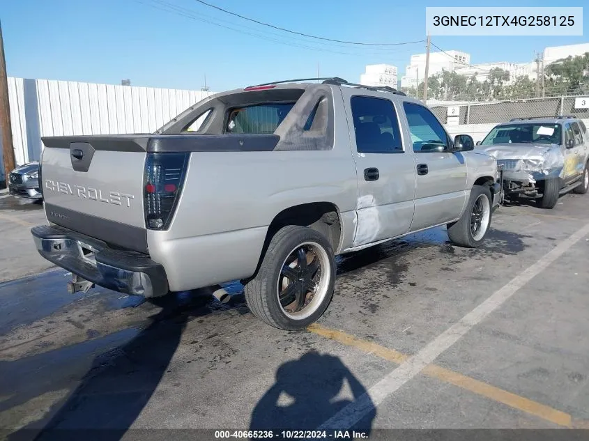 2004 Chevrolet Avalanche 1500 VIN: 3GNEC12TX4G258125 Lot: 40665236