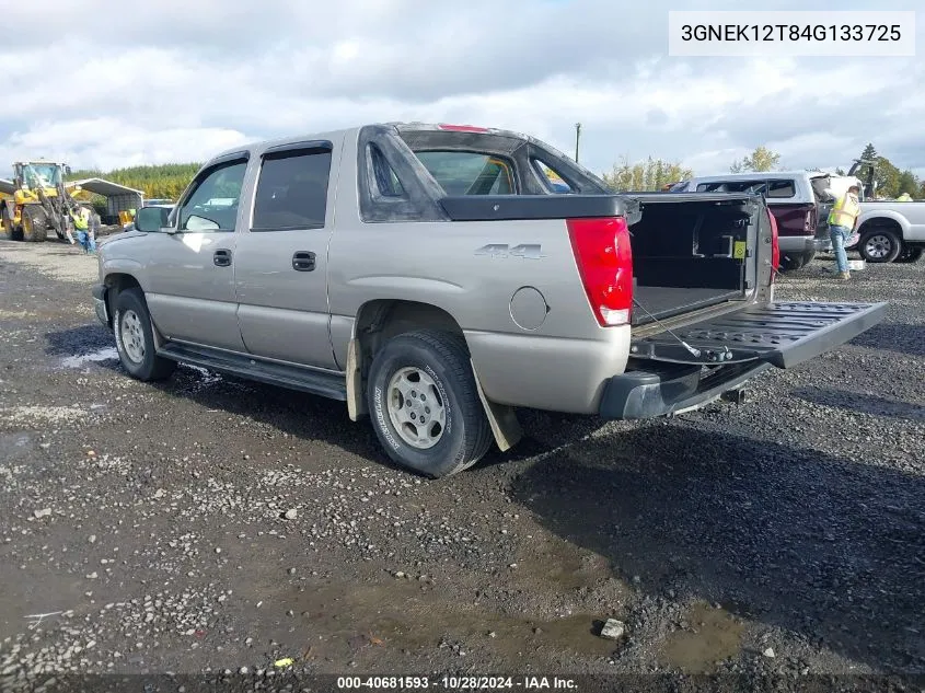 2004 Chevrolet Avalanche 1500 VIN: 3GNEK12T84G133725 Lot: 40681593