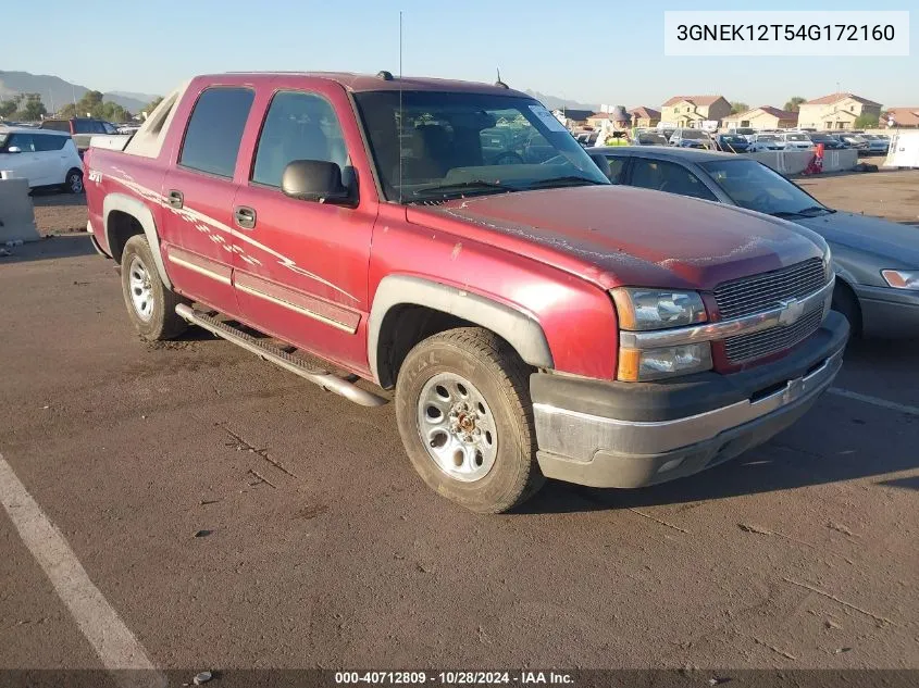 2004 Chevrolet Avalanche 1500 VIN: 3GNEK12T54G172160 Lot: 40712809