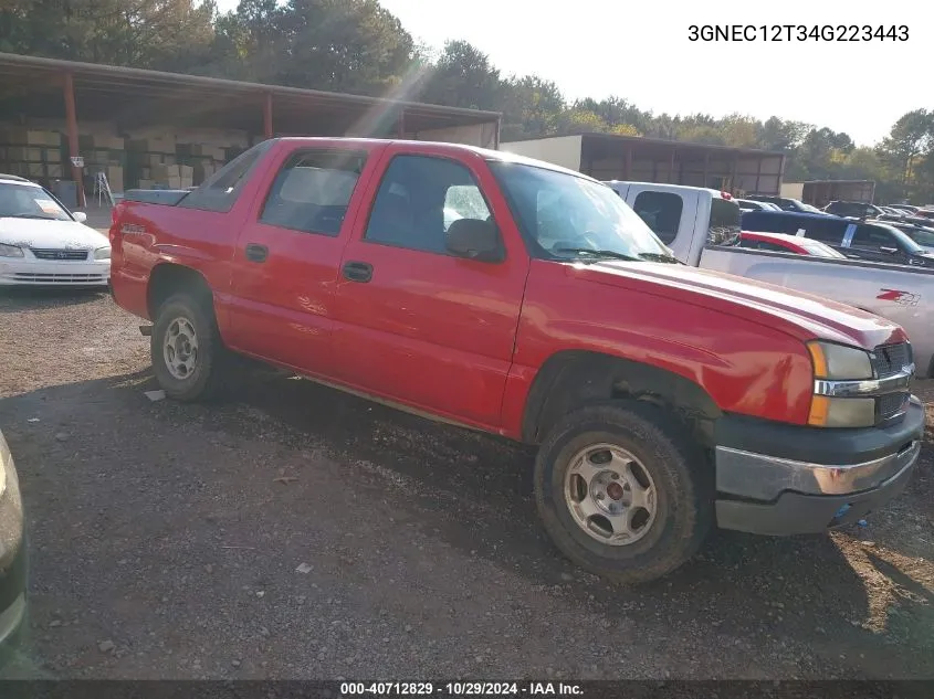 2004 Chevrolet Avalanche 1500 VIN: 3GNEC12T34G223443 Lot: 40712829