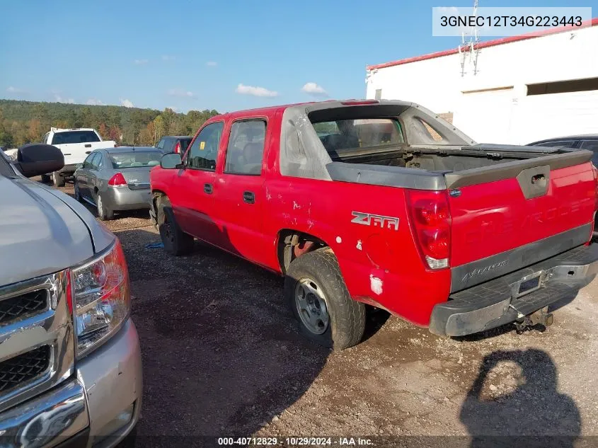 2004 Chevrolet Avalanche 1500 VIN: 3GNEC12T34G223443 Lot: 40712829