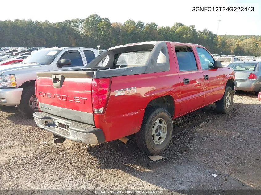 2004 Chevrolet Avalanche 1500 VIN: 3GNEC12T34G223443 Lot: 40712829