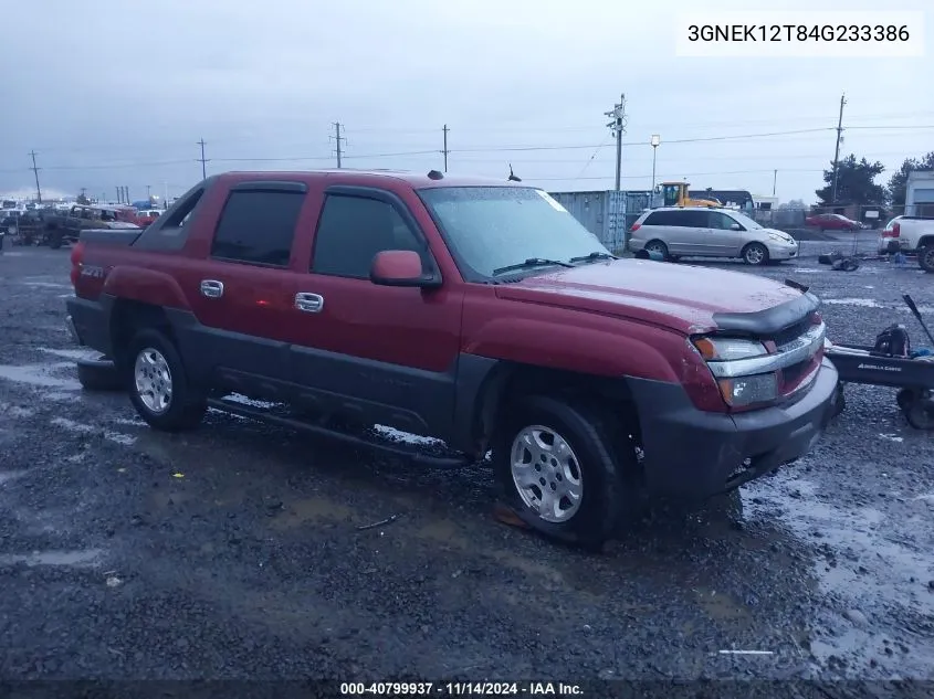 2004 Chevrolet Avalanche 1500 VIN: 3GNEK12T84G233386 Lot: 40799937