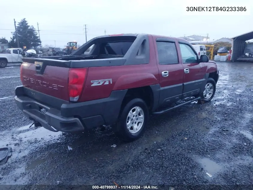 2004 Chevrolet Avalanche 1500 VIN: 3GNEK12T84G233386 Lot: 40799937