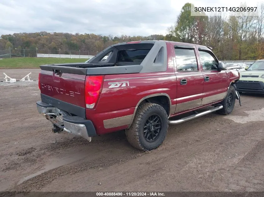 2004 Chevrolet Avalanche 1500 VIN: 3GNEK12T14G206997 Lot: 40888490