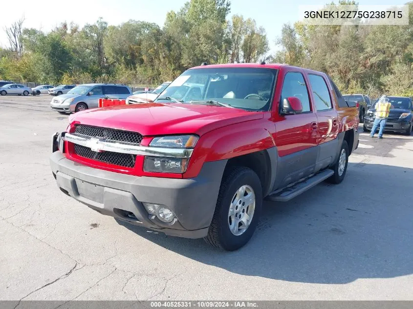 2005 Chevrolet Avalanche 1500 Z71 VIN: 3GNEK12Z75G238715 Lot: 40525331