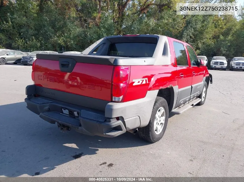 2005 Chevrolet Avalanche 1500 Z71 VIN: 3GNEK12Z75G238715 Lot: 40525331