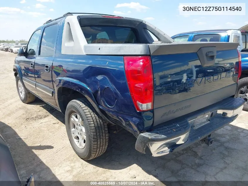 2005 Chevrolet Avalanche 1500 Z66 VIN: 3GNEC12Z75G114540 Lot: 40525569