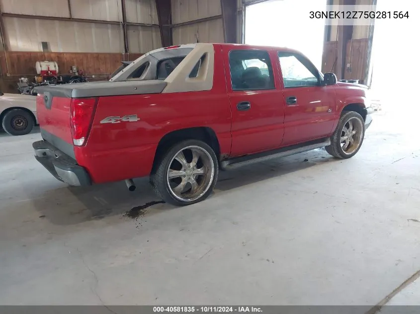 2005 Chevrolet Avalanche 1500 Ls VIN: 3GNEK12Z75G281564 Lot: 40581835