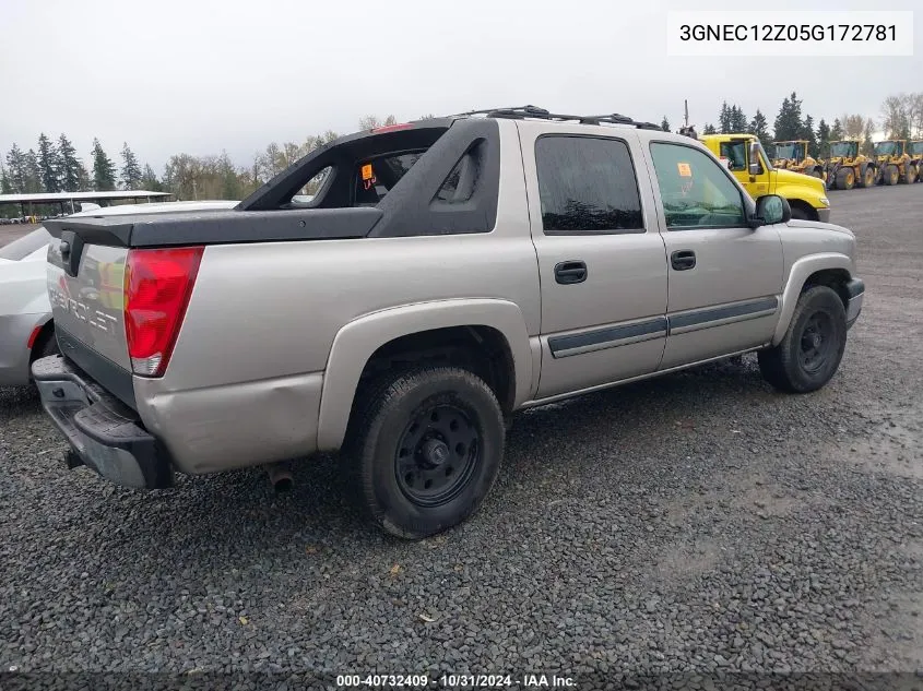 2005 Chevrolet Avalanche 1500 Z66 VIN: 3GNEC12Z05G172781 Lot: 40732409