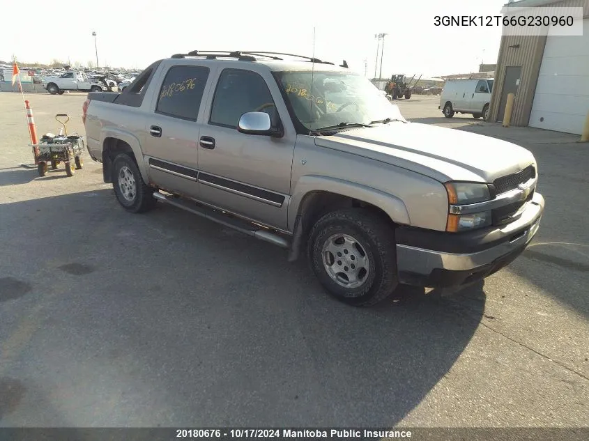 2006 Chevrolet Avalanche 1500 VIN: 3GNEK12T66G230960 Lot: 20180676