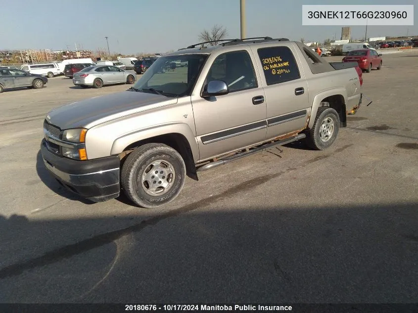 2006 Chevrolet Avalanche 1500 VIN: 3GNEK12T66G230960 Lot: 20180676