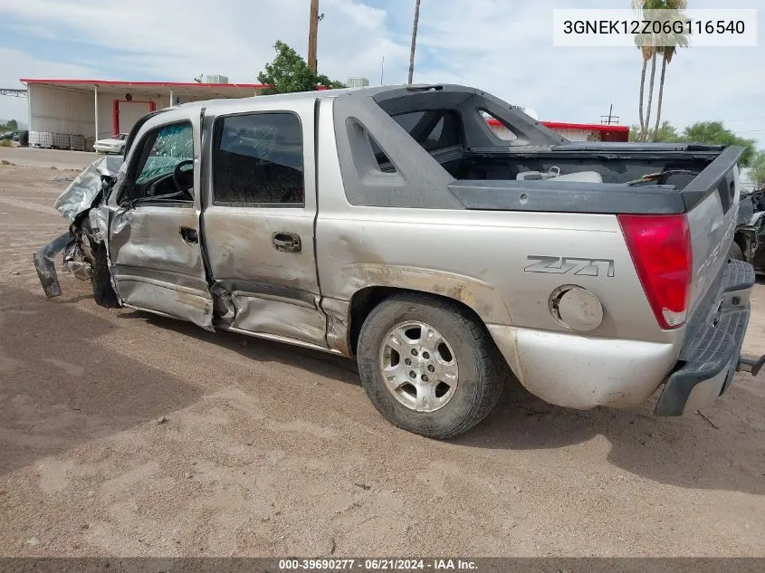 2006 Chevrolet Avalanche 1500 Z71 VIN: 3GNEK12Z06G116540 Lot: 39690277