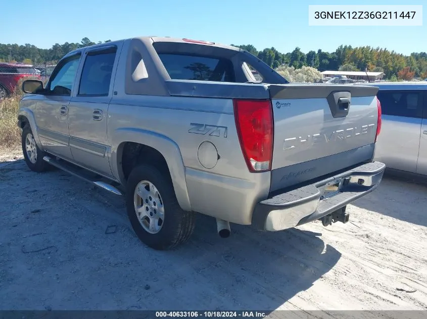 2006 Chevrolet Avalanche 1500 Z71 VIN: 3GNEK12Z36G211447 Lot: 40633106