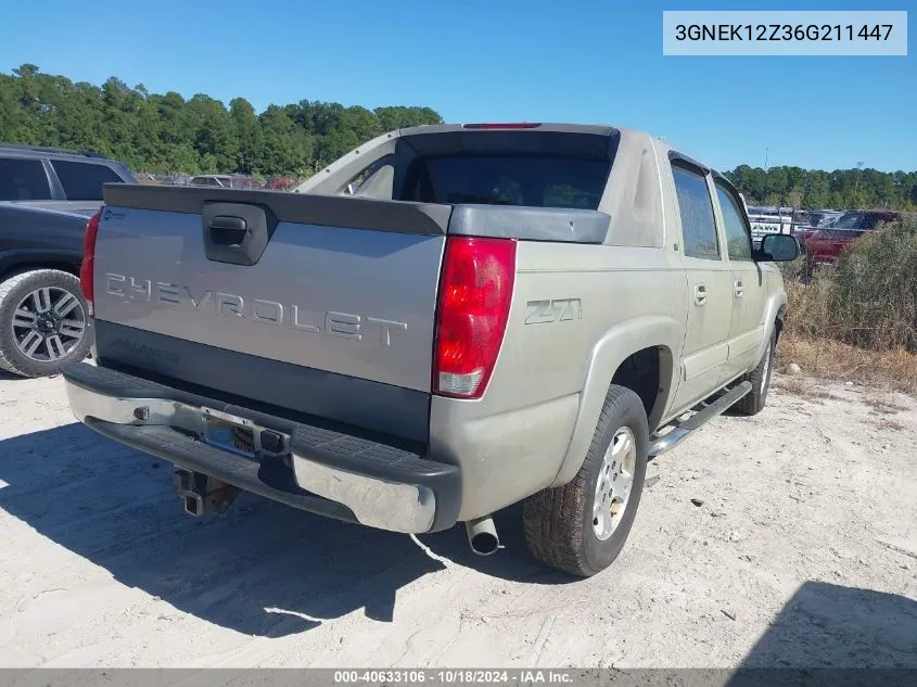 2006 Chevrolet Avalanche 1500 Z71 VIN: 3GNEK12Z36G211447 Lot: 40633106