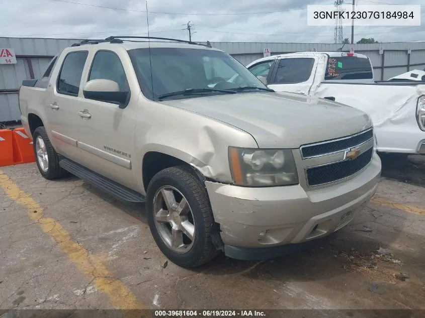 2007 Chevrolet Avalanche 1500 Lt VIN: 3GNFK12307G184984 Lot: 39681604