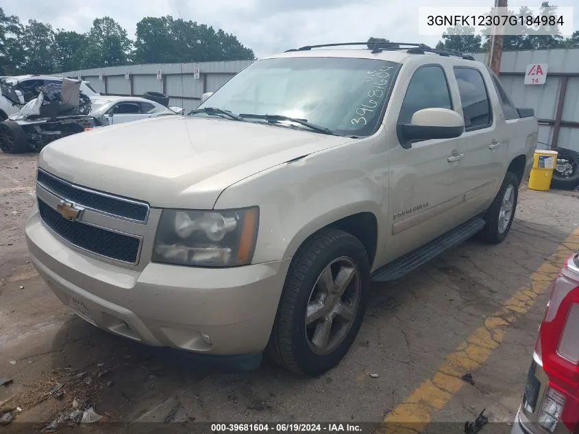 2007 Chevrolet Avalanche 1500 Lt VIN: 3GNFK12307G184984 Lot: 39681604