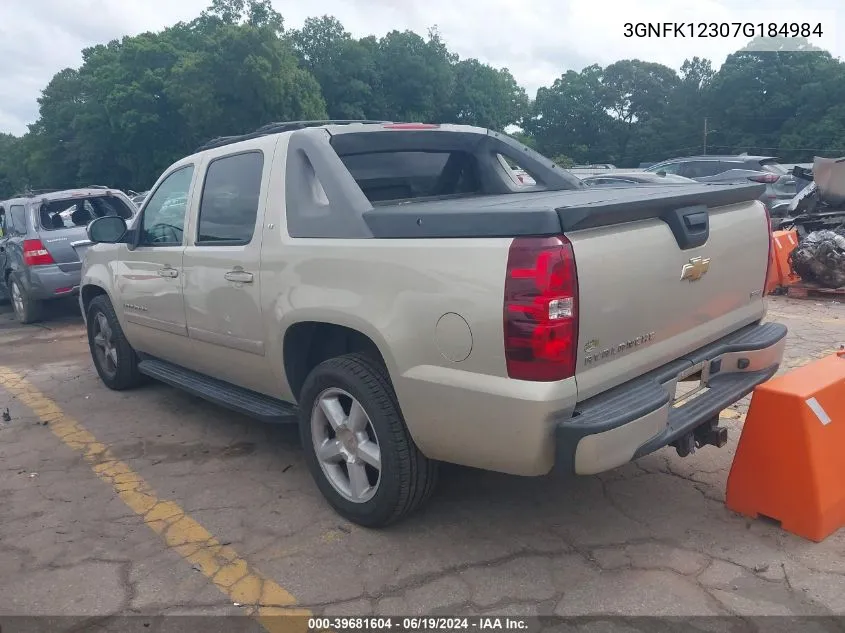 2007 Chevrolet Avalanche 1500 Lt VIN: 3GNFK12307G184984 Lot: 39681604