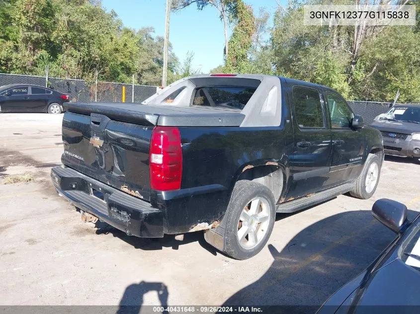 2007 Chevrolet Avalanche 1500 Lt VIN: 3GNFK12377G115838 Lot: 40431648