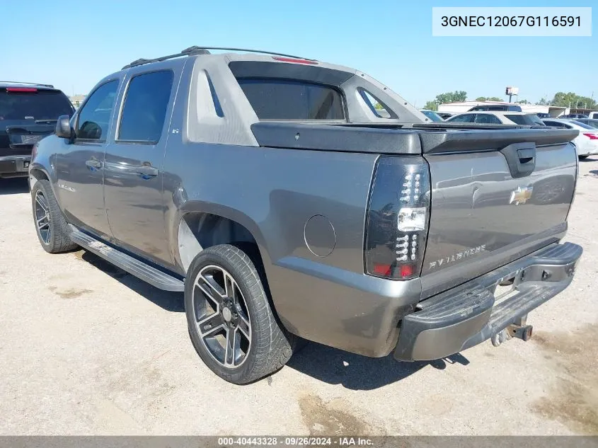 2007 Chevrolet Avalanche Ls VIN: 3GNEC12067G116591 Lot: 40443328