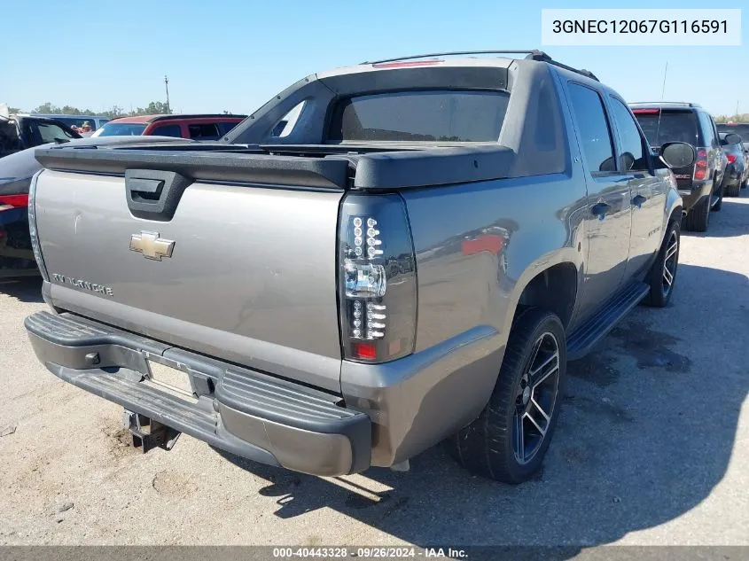 2007 Chevrolet Avalanche Ls VIN: 3GNEC12067G116591 Lot: 40443328