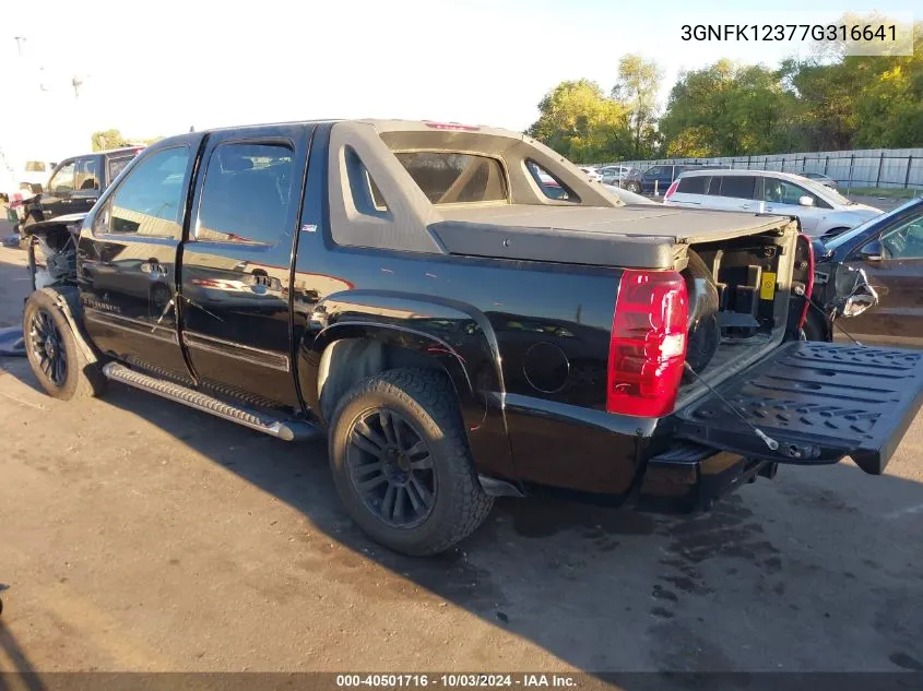 2007 Chevrolet Avalanche 1500 Lt VIN: 3GNFK12377G316641 Lot: 40501716