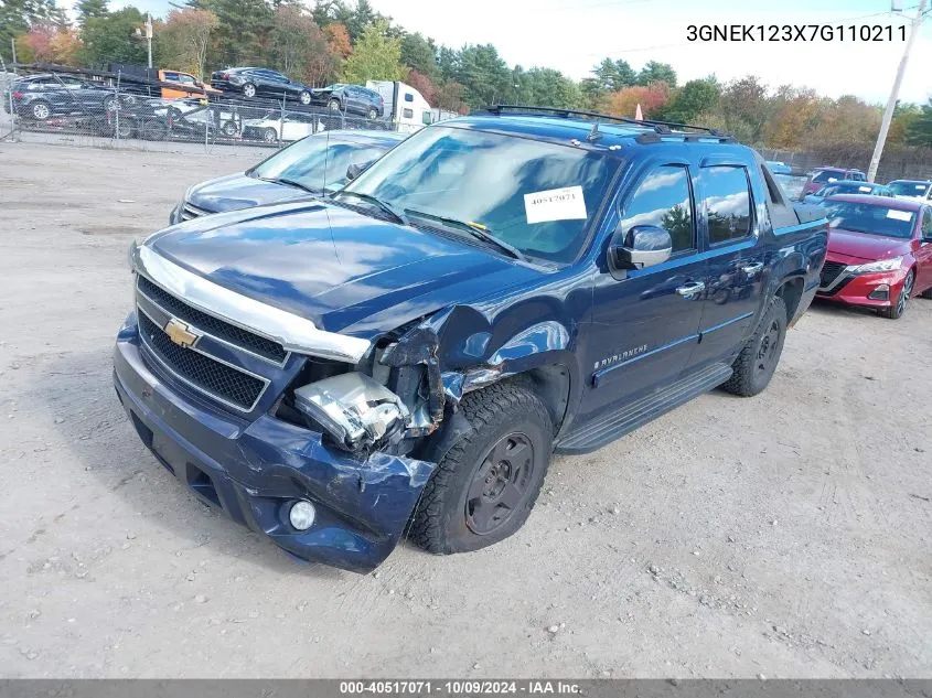 2007 Chevrolet Avalanche 1500 Lt VIN: 3GNEK123X7G110211 Lot: 40517071