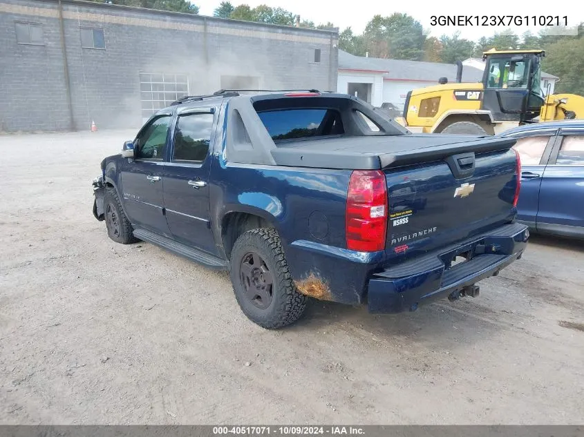 2007 Chevrolet Avalanche 1500 Lt VIN: 3GNEK123X7G110211 Lot: 40517071