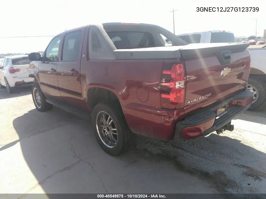 2007 Chevrolet Avalanche 1500 Lt VIN: 3GNEC12J27G123739 Lot: 40549575