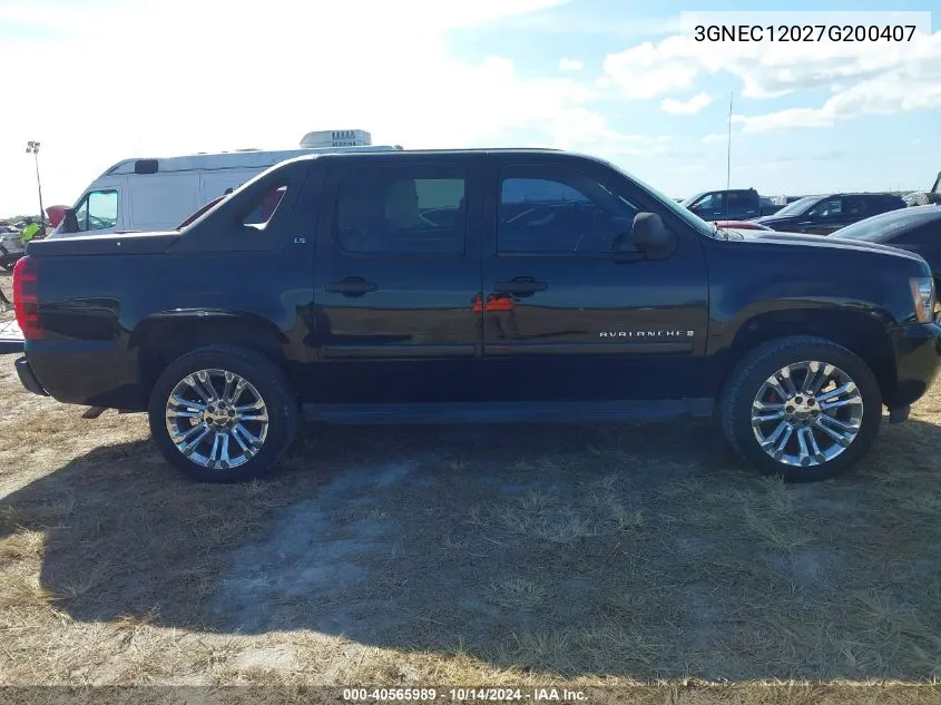 2007 Chevrolet Avalanche 1500 Ls VIN: 3GNEC12027G200407 Lot: 40565989