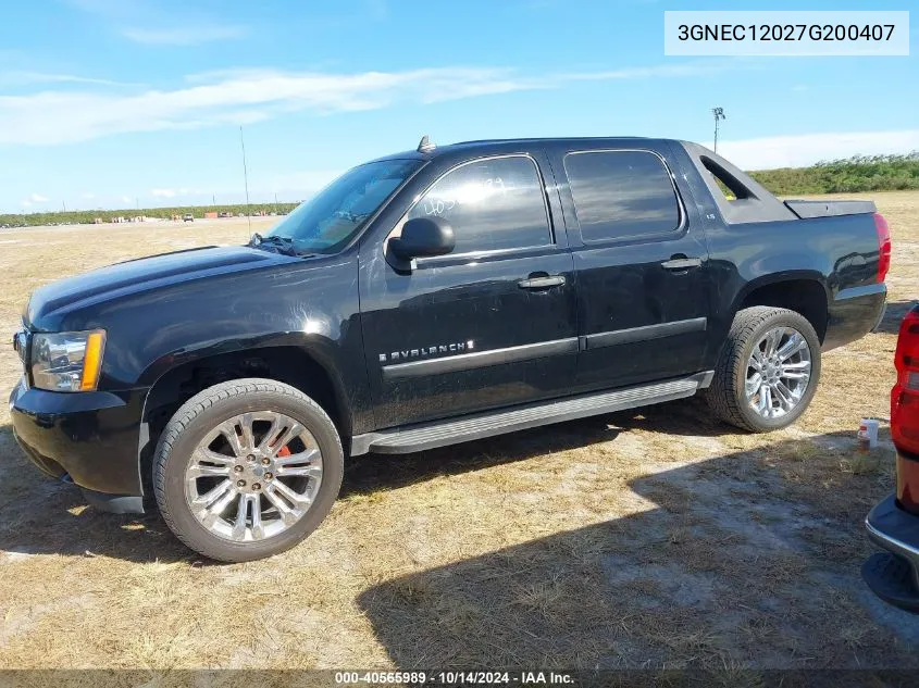 2007 Chevrolet Avalanche 1500 Ls VIN: 3GNEC12027G200407 Lot: 40565989