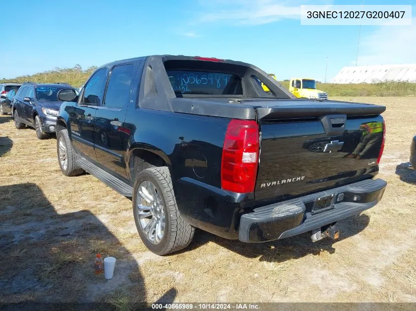 2007 Chevrolet Avalanche 1500 Ls VIN: 3GNEC12027G200407 Lot: 40565989