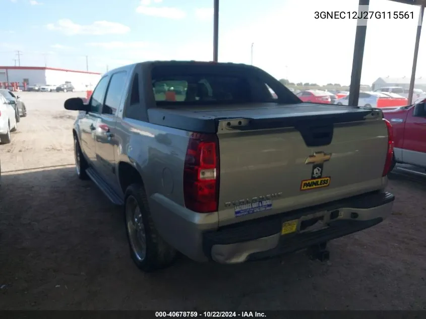 2007 Chevrolet Avalanche 1500 Lt VIN: 3GNEC12J27G115561 Lot: 40678759