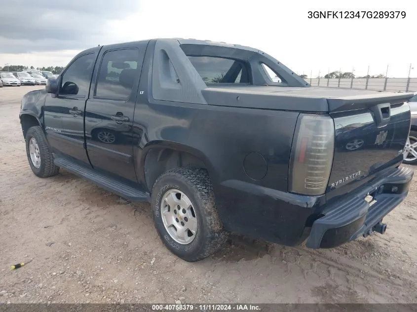 2007 Chevrolet Avalanche 1500 Lt VIN: 3GNFK12347G289379 Lot: 40758379