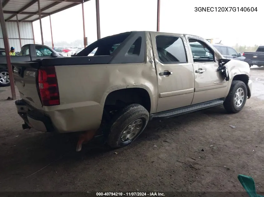 2007 Chevrolet Avalanche 1500 Ls VIN: 3GNEC120X7G140604 Lot: 40794210