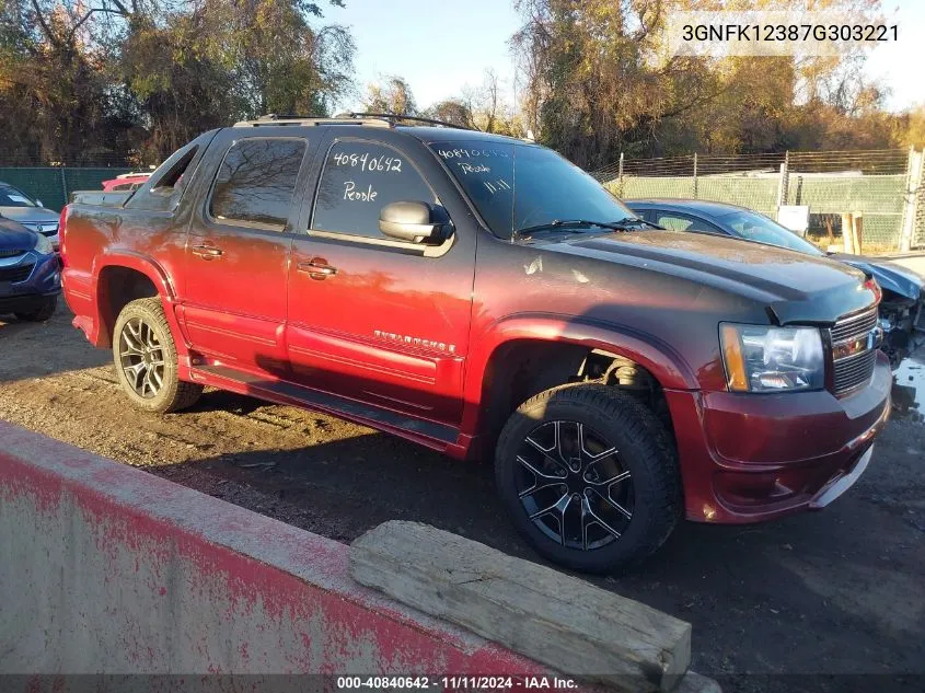 2007 Chevrolet Avalanche 1500 Lt VIN: 3GNFK12387G303221 Lot: 40840642