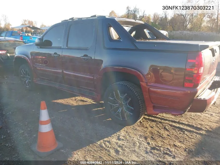 2007 Chevrolet Avalanche 1500 Lt VIN: 3GNFK12387G303221 Lot: 40840642