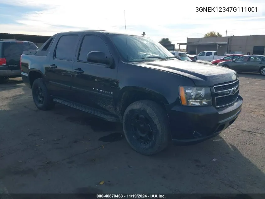 2007 Chevrolet Avalanche 1500 Lt VIN: 3GNEK12347G111001 Lot: 40870463