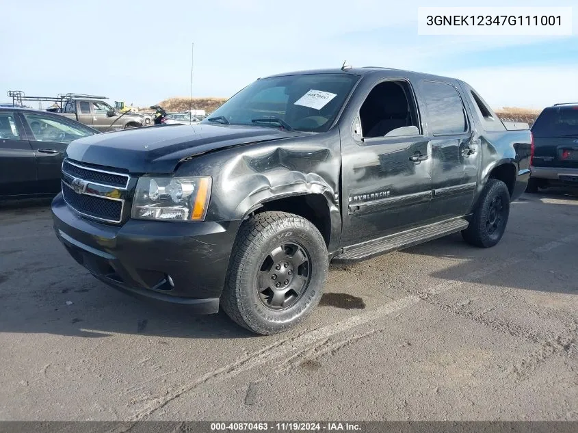 2007 Chevrolet Avalanche 1500 Lt VIN: 3GNEK12347G111001 Lot: 40870463