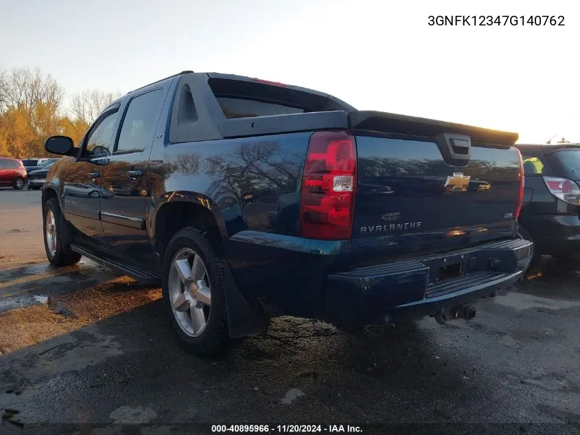 2007 Chevrolet Avalanche 1500 Ltz VIN: 3GNFK12347G140762 Lot: 40895966