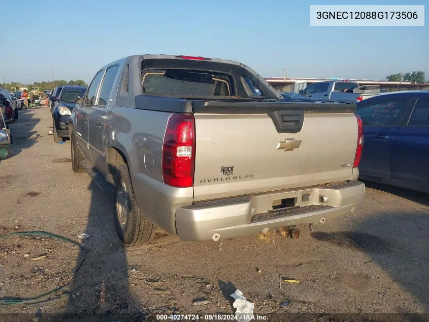 2008 Chevrolet Avalanche 1500 Ls/Lt/Ltz VIN: 3GNEC12088G173506 Lot: 40274724