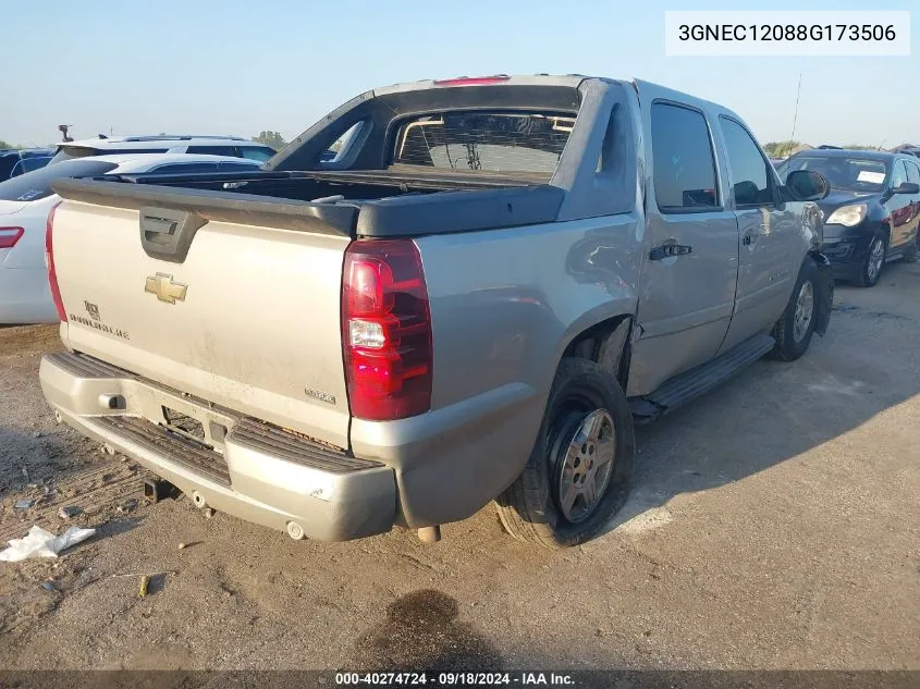 2008 Chevrolet Avalanche 1500 Ls/Lt/Ltz VIN: 3GNEC12088G173506 Lot: 40274724