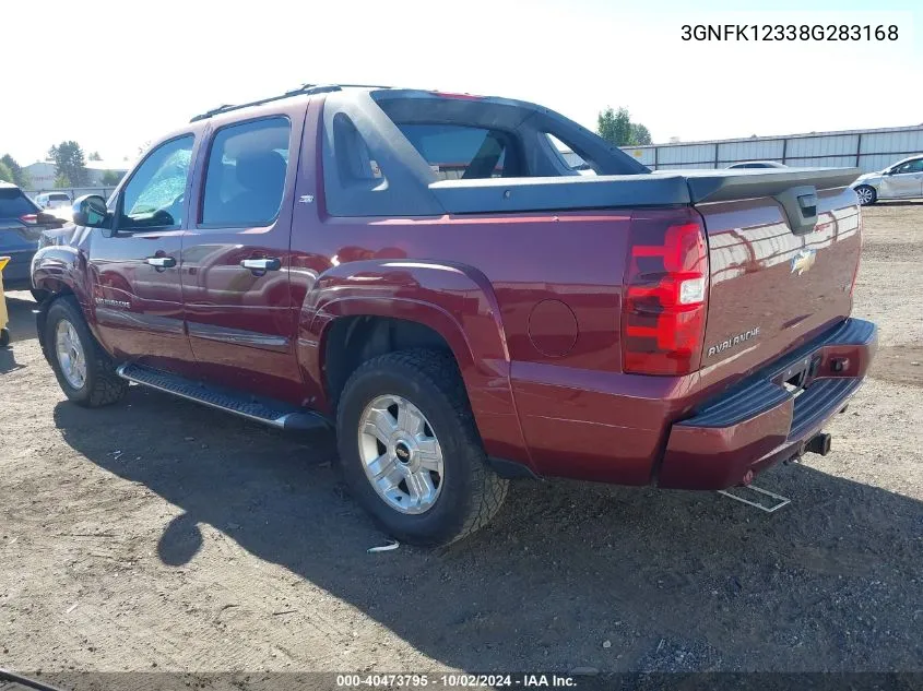 2008 Chevrolet Avalanche 1500 Lt VIN: 3GNFK12338G283168 Lot: 40473795