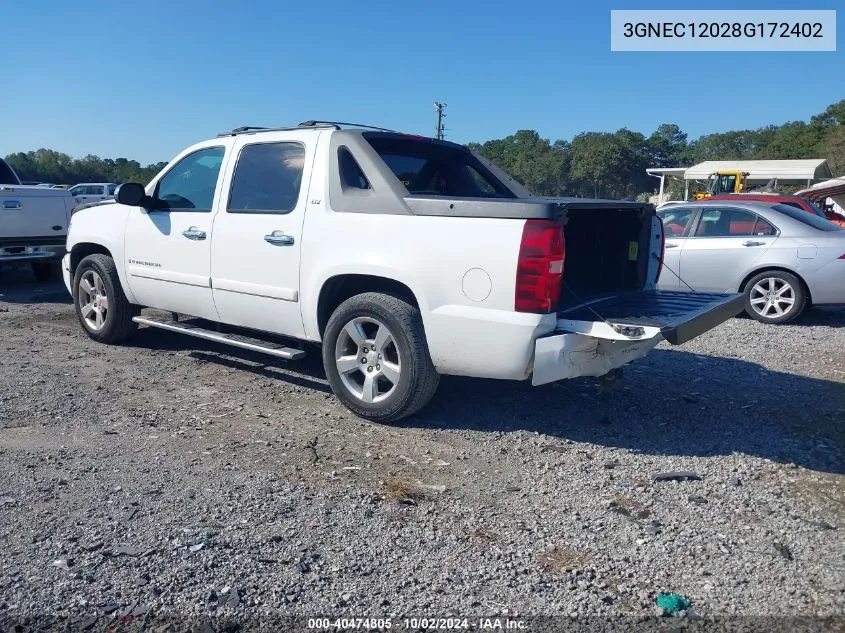 2008 Chevrolet Avalanche 1500 Ltz VIN: 3GNEC12028G172402 Lot: 40474805